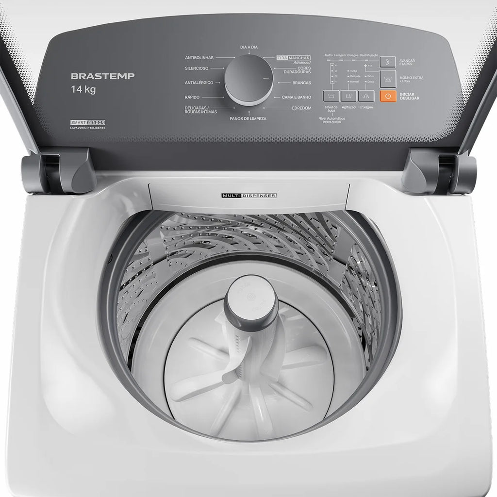 Máquina de Lavar Brastemp Cesto do Inox 14kg Branca Com Smart Sensor Branca