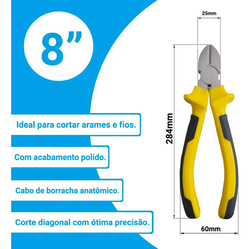 Alicate de Corte Diagonal 8 Pol 200MM Resistente