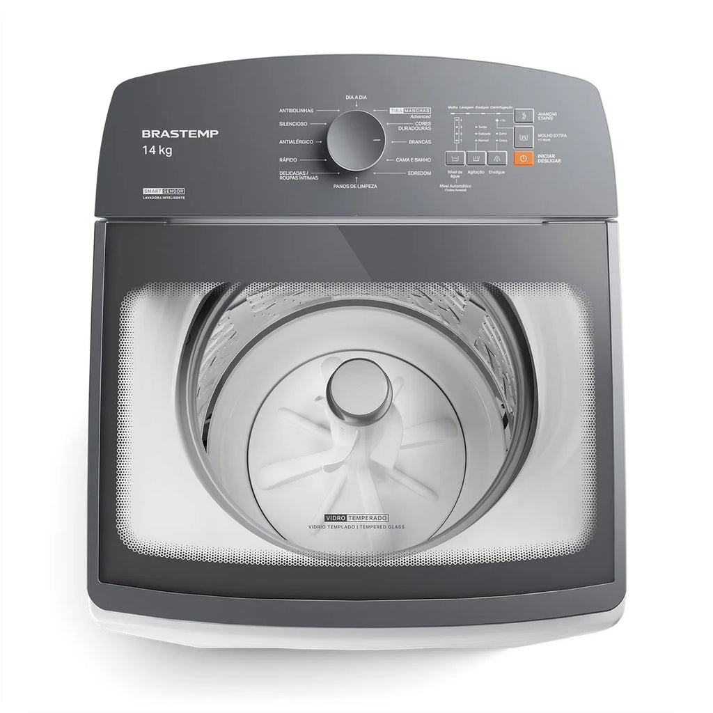 Máquina de Lavar Brastemp Cesto do Inox 14kg Branca Com Smart Sensor Branca