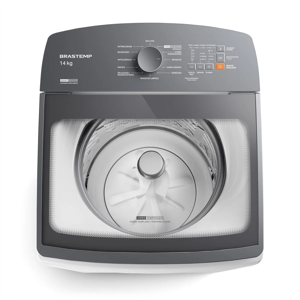 Máquina de Lavar Brastemp Cesto do Inox 14kg Branca Com Smart Sensor Branca
