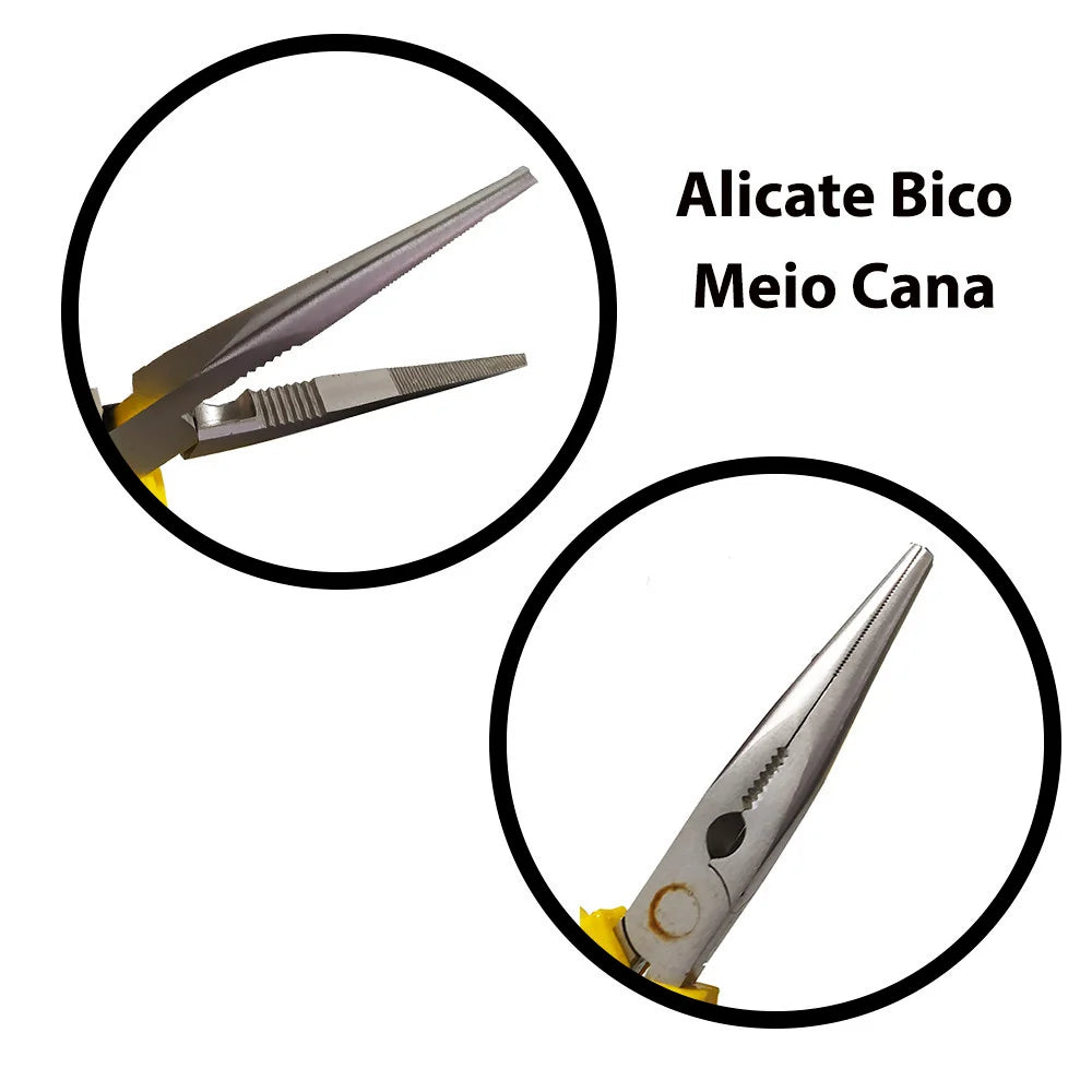 Alicate Bico Meia Cana 8 Pol 200MM Cabo Emborrachado Fios Cabos