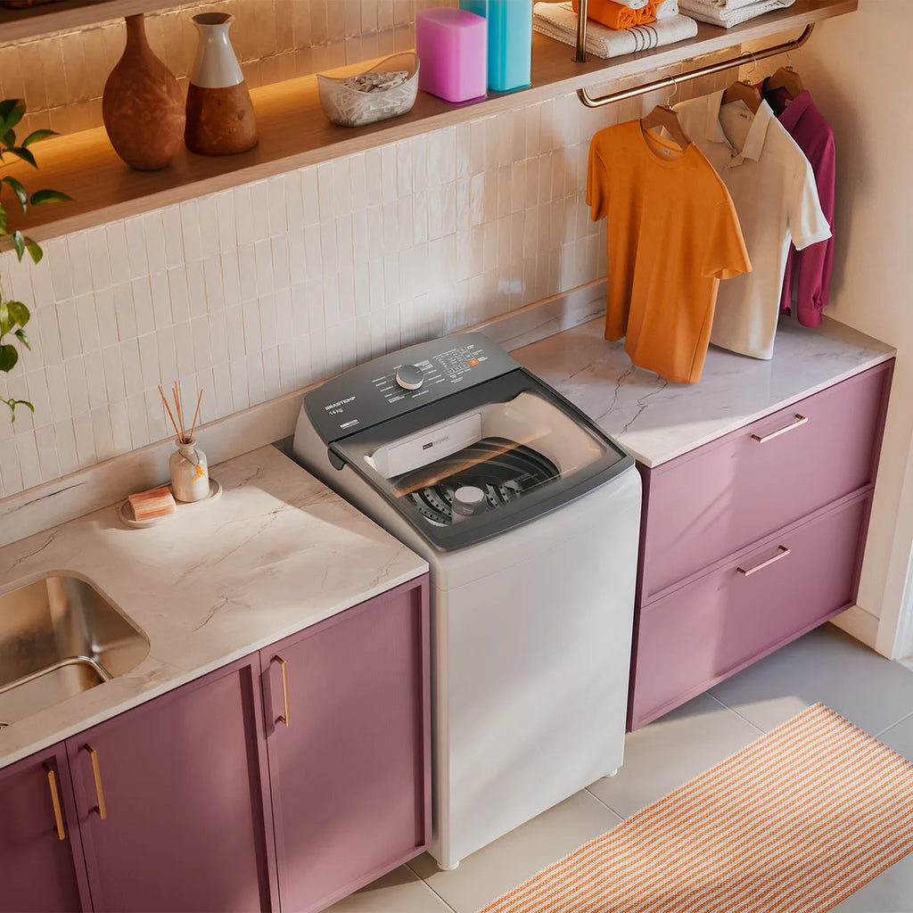 Máquina de Lavar Brastemp Cesto do Inox 14kg Branca Com Smart Sensor Branca