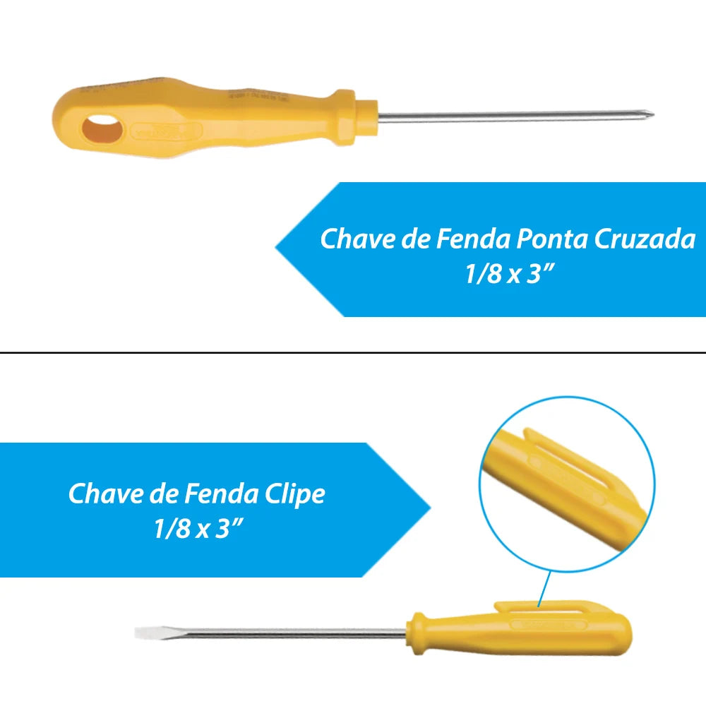 Jogo Kit De Chave De Fenda Phillips Cruzada 6 Peças Tramontina Profissional