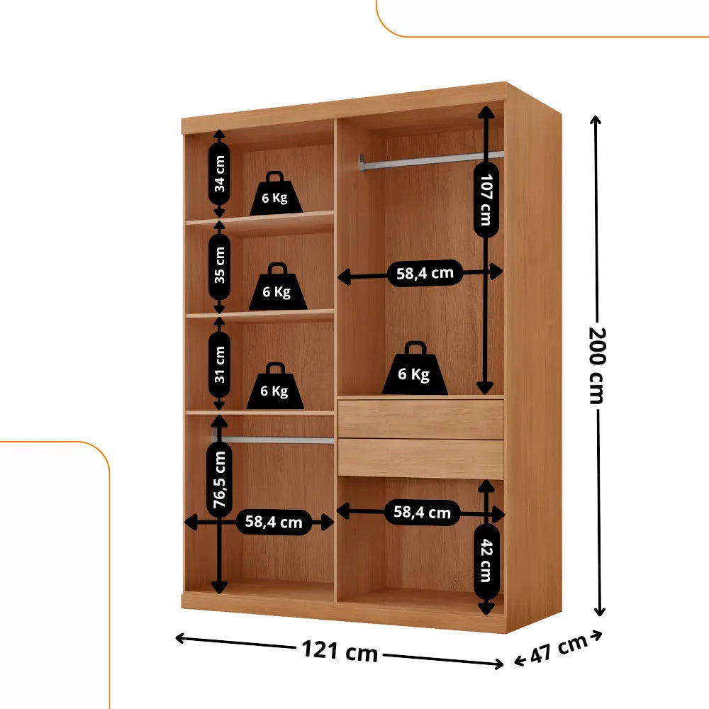 Guarda Roupa Solteiro Hera 4 Portas MDF Rufato
