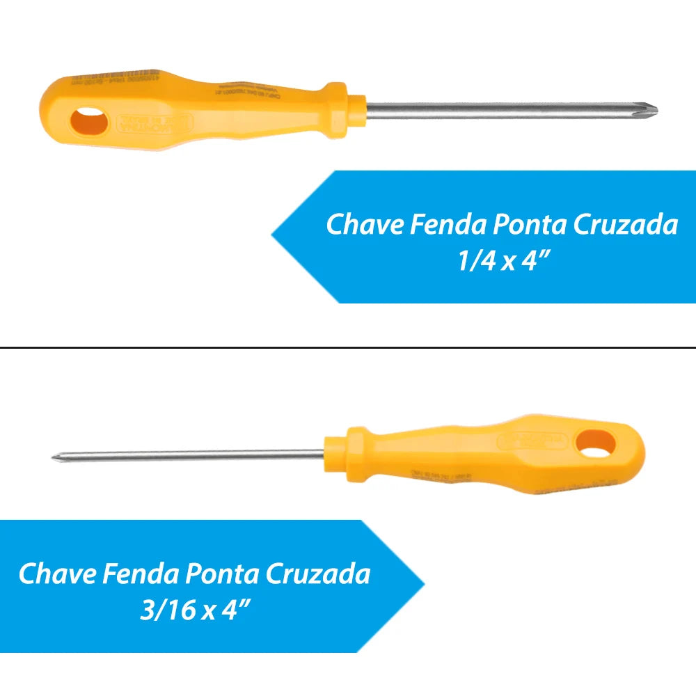 Jogo Kit De Chave De Fenda Phillips Cruzada 6 Peças Tramontina Profissional