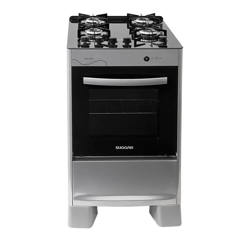 Sugar Neo Glass Stove Four Bocas Inox Bivolt FGVNG410