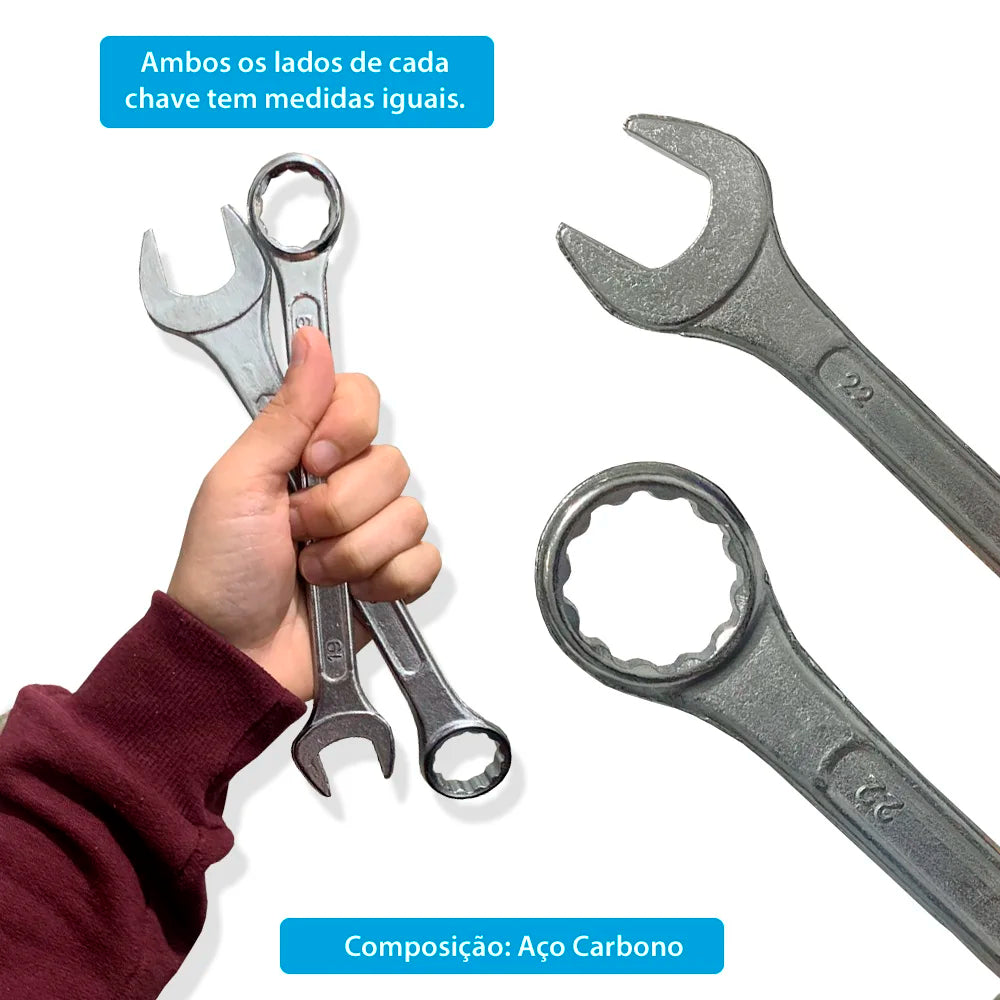 Jogo Chave Combinada Boca Estrela 6 A 22mm Resistente 12 Pçs