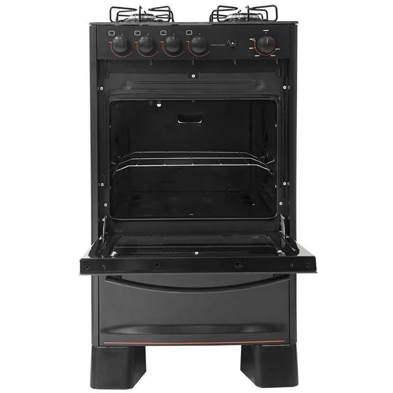 Fogão 4 Bocas Suggar Cook Glass Mesa de Vidro Preto Bivolt